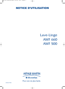 Mode d’emploi Arthur Martin-Electrolux AWF 500 Lave-linge