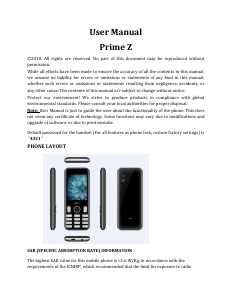 Manual Lava Prime Z Mobile Phone