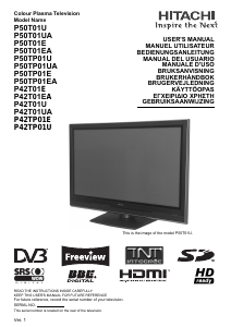 Handleiding Hitachi P42T01EA Plasma televisie