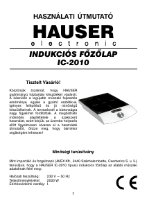 Használati útmutató Hauser IC-2010 Főzőlap