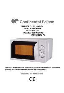 Mode d’emploi Continental Edison CEMW020MQ Micro-onde