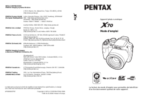Mode d’emploi Pentax X70 Appareil photo numérique
