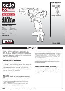 Manual Ozito PXDDK-301 Drill-Driver