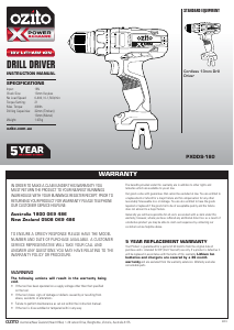 Manual Ozito PXDDS-180 Drill-Driver