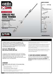 Manual Ozito PXCPHTS-018 Hedgecutter