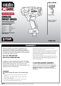 Manual Ozito PXIDS-300 Impact Wrench
