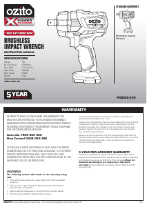 Manual Ozito PXBWK-130 Impact Wrench