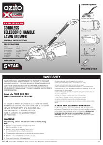 Manual Ozito PXLMTK-4182 Lawn Mower