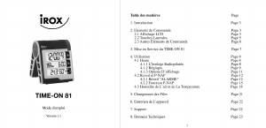 Mode d’emploi Irox TIME-ON 81 Réveil