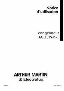 Mode d’emploi Arthur Martin-Electrolux AC 3319 M-1 Congélateur
