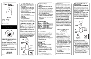 Manual de uso Hamilton Beach 80350 Molinillo de café