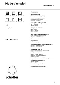 Manuale Scholtès LTE 14-H2111A+ Lavastoviglie