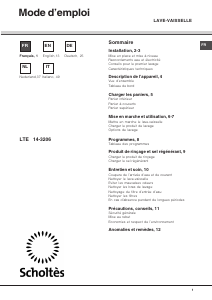 Manuale Scholtès LTE 14-3206 Lavastoviglie