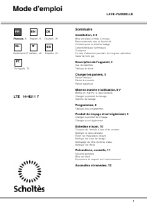 Manual Scholtès LTE 14-H211 7 Máquina de lavar louça