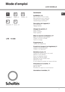 Mode d’emploi Scholtès LPE 14-308 WH Lave-vaisselle