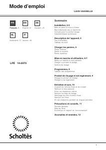 Mode d’emploi Scholtès LPE 14-2070 Lave-vaisselle