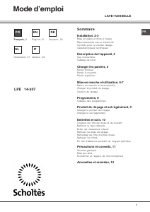 Manual Scholtès LPE 14-207 WH Dishwasher