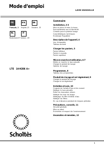 Manuale Scholtès LTE 14-H206 A+ Lavastoviglie