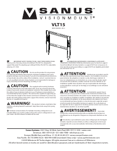 説明書 Sanus VLT15 ウォールマウント