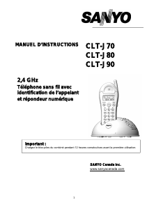 Mode d’emploi Sanyo CLT-J70 Téléphone sans fil