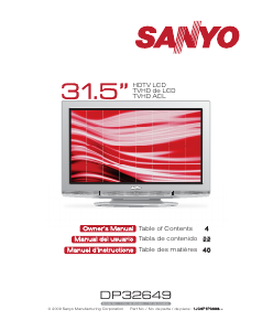 Mode d’emploi Sanyo DP32649 Téléviseur LCD