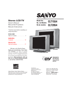 Mode d’emploi Sanyo CLT2054 Téléviseur LCD