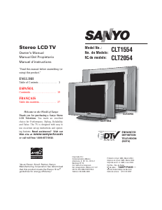 Mode d’emploi Sanyo CLT1554 Téléviseur LCD