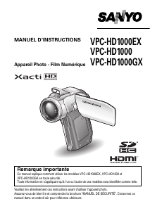 Mode d’emploi Sanyo VPC-HD1000 Xacti Caméscope