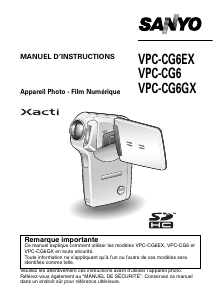 Mode d’emploi Sanyo VPC-CG6EX Xacti Caméscope