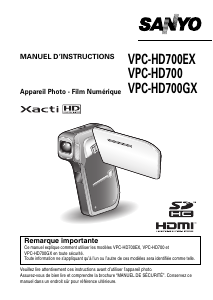Mode d’emploi Sanyo VPC-HD700 Xacti Caméscope