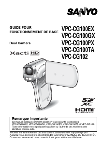 Mode d’emploi Sanyo VPC-CG100PX Xacti Caméscope