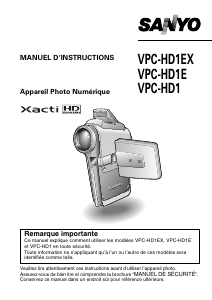 Mode d’emploi Sanyo VPC-HD1E Xacti Caméscope