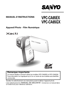 Mode d’emploi Sanyo VPC-CA65GX Xacti Caméscope