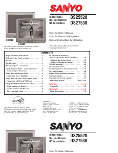 Mode d’emploi Sanyo DS25520 Téléviseur