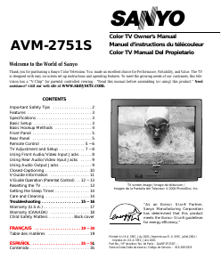 Manual de uso Sanyo AVM-2751S Televisor