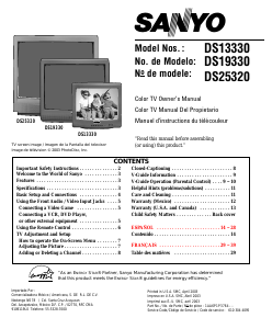 Manual Sanyo DS13330 Television