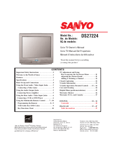 Manual Sanyo DS27224 Television