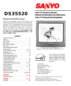 Manual de uso Sanyo DS35520 Televisor