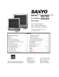 Mode d’emploi Sanyo DS27930 Téléviseur