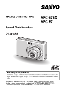 Mode d’emploi Sanyo VPC-E7EX Xacti Appareil photo numérique