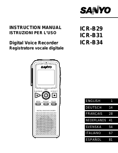 Mode d’emploi Sanyo ICR-B34 Enregistreur numérique