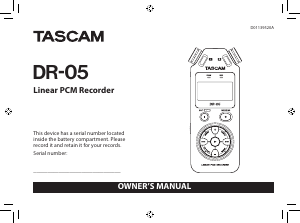 Manual Tascam DR-05 Audio Recorder