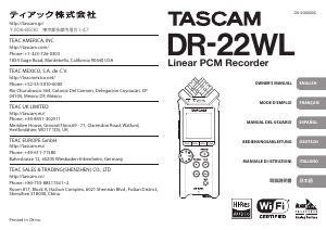 Mode d’emploi Tascam DR-22WL Enregistreur numérique