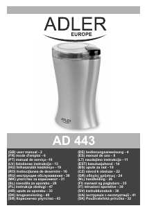 Manual Adler AD 443 Râșniță de cafea