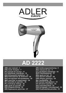 Manual Adler AD 2222 Uscător de păr