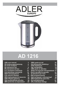 Bruksanvisning Adler AD 1216 Vattenkokare