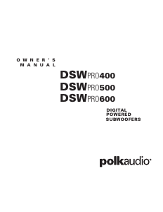 Bedienungsanleitung Polk Audio DSW PRO 600 Subwoofer