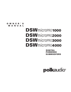 Bedienungsanleitung Polk Audio DSW MicroPRO 1000 Subwoofer