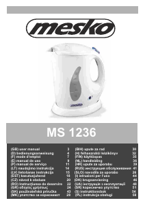 Руководство Mesko MS 1236r Чайник