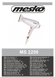 Manual Mesko MS 2250 Secador de cabelo